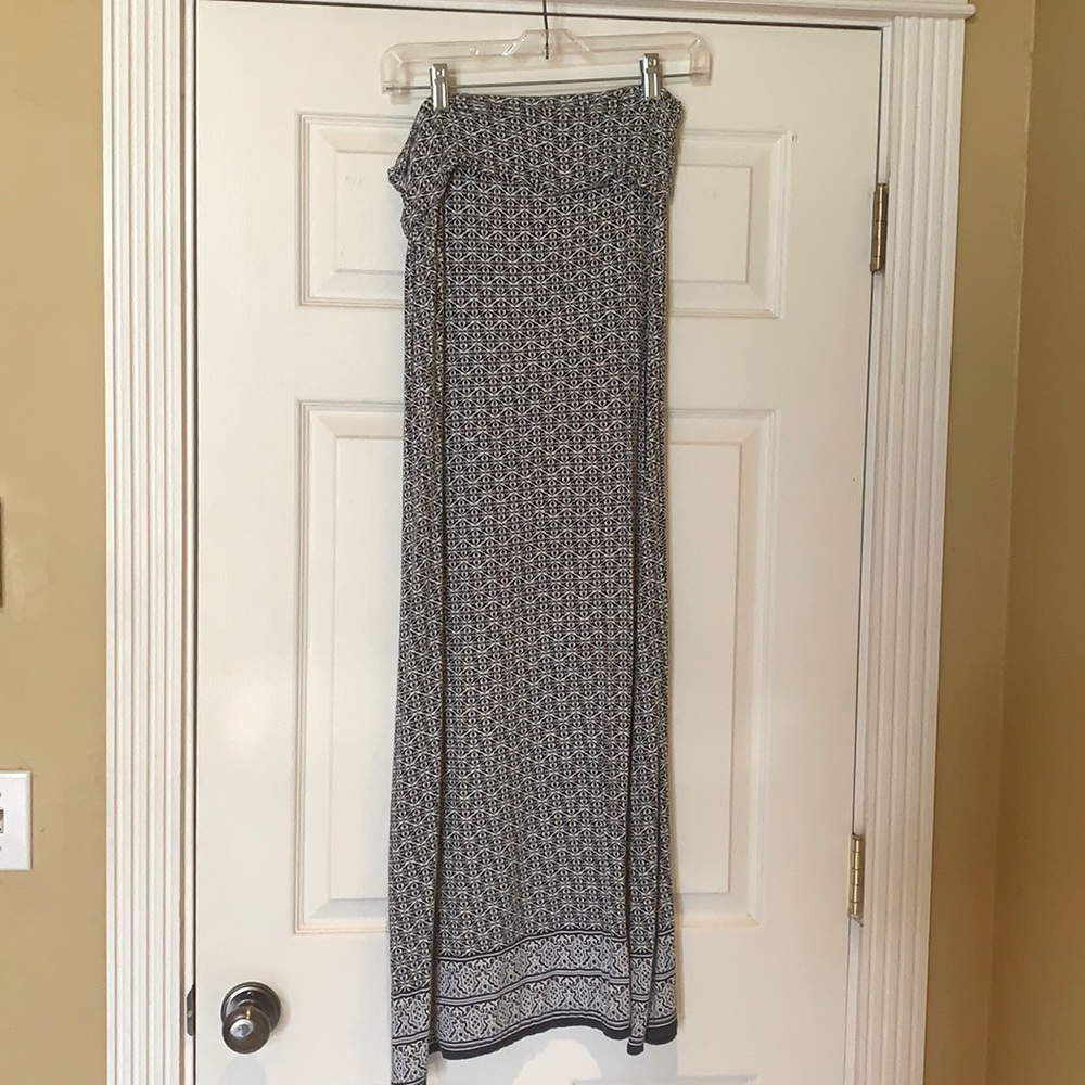 Navy print floor length skirt